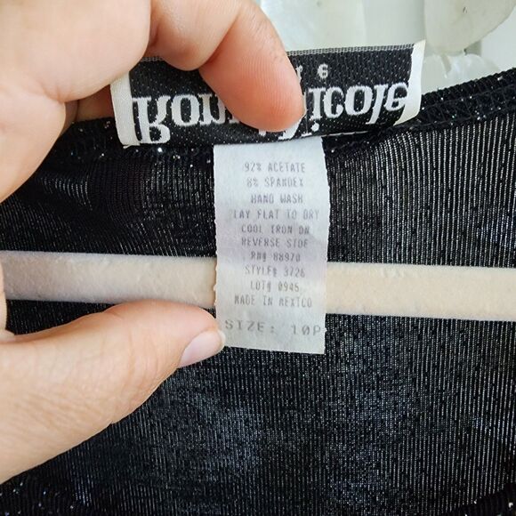 Vintage Women's Ronni Nicole Petites Black holo sparkle Bodycon dress size 10P - Picture 6 of 6